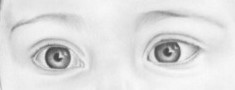 Olhos menino retrato pijntura a carvão