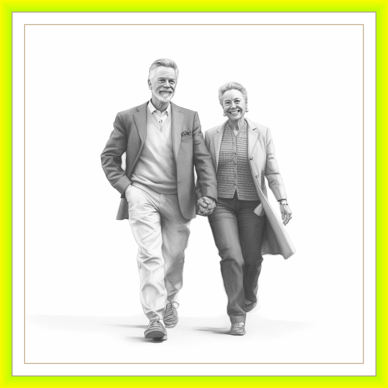 Pintura personalizada | Desenho | Retrato | Retratos pintados a carvão por foto | fotografia pintada de um homem e uma mulher de mãos dadas